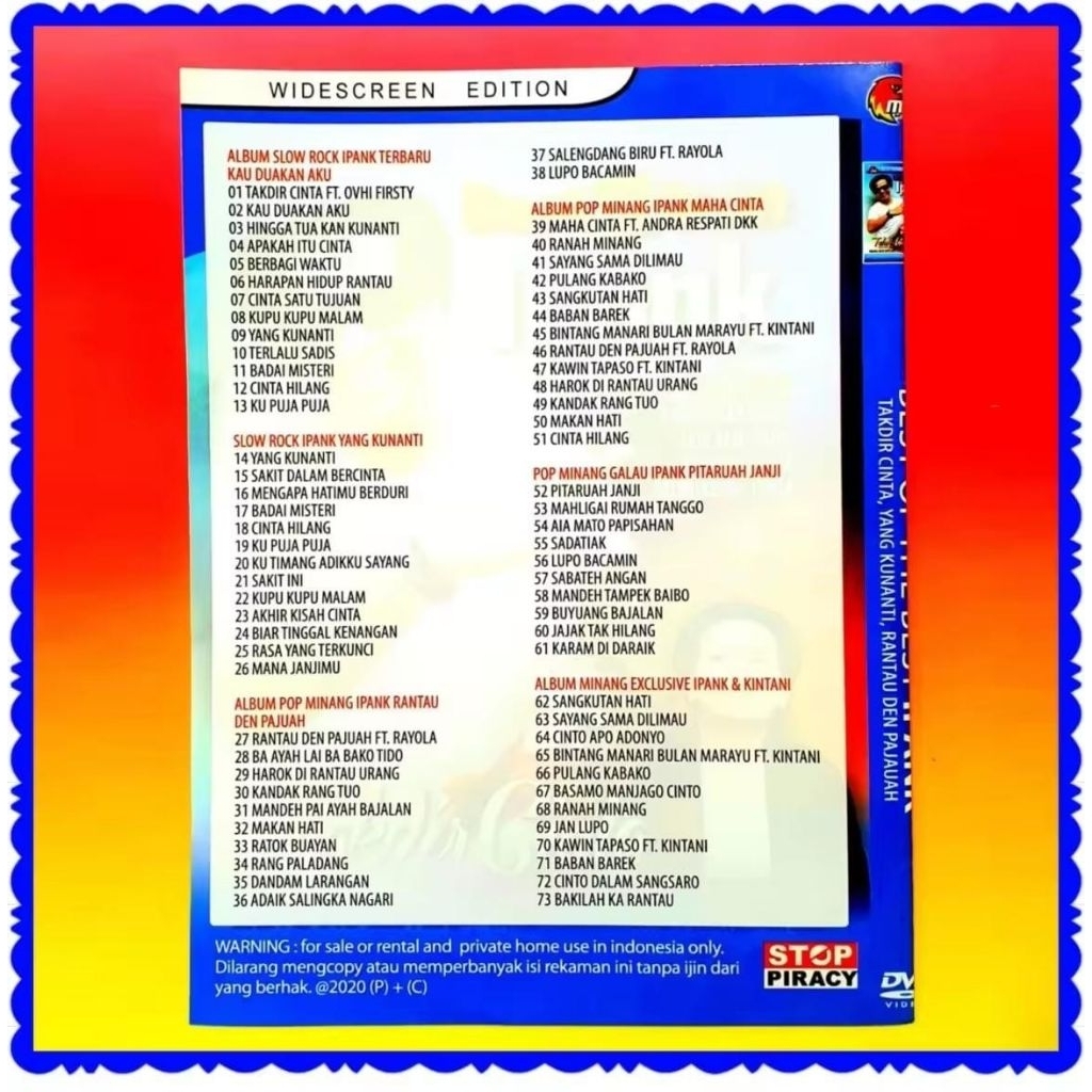 KASET DVD MP5 VIDEOO MUSIK LAGU IPANK POP MINANG-LAGU IPANK-LAGU MINANG IPANK-LAGU MINANG VIRAL-KASE