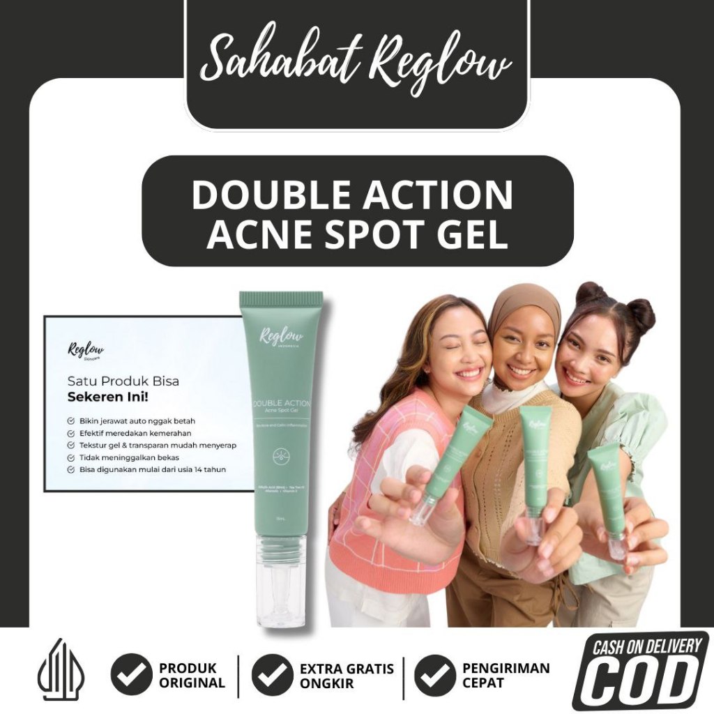 Reglow Double Action Acne Spot Gel Penghilang Jerawat dan Beruntusan Ampuh Obat Jerawat Batu Totol M