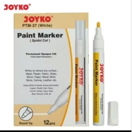Paint Marker Joyko / Spidol Cat Putih Hitam Gold Silver - 1 Lusin isi 12 Pcs