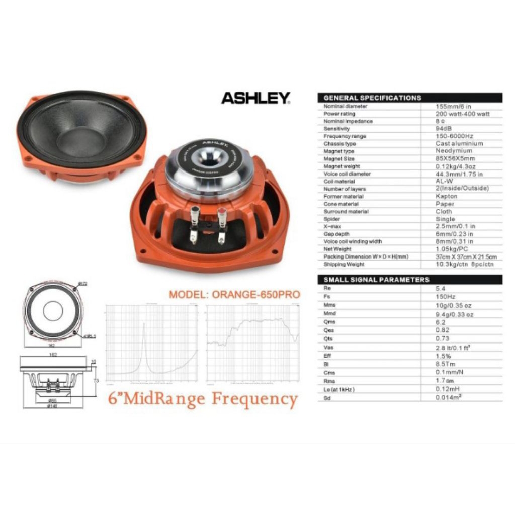 Speaker komponen Ashley Orange 650 PRO original 6inch | melody classic