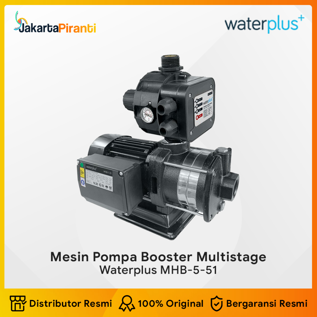 Waterplus Mesin Pompa Air Pendorong Dorong Multistage Booster Pump Otomatis Stainless Steel 1000 Wat