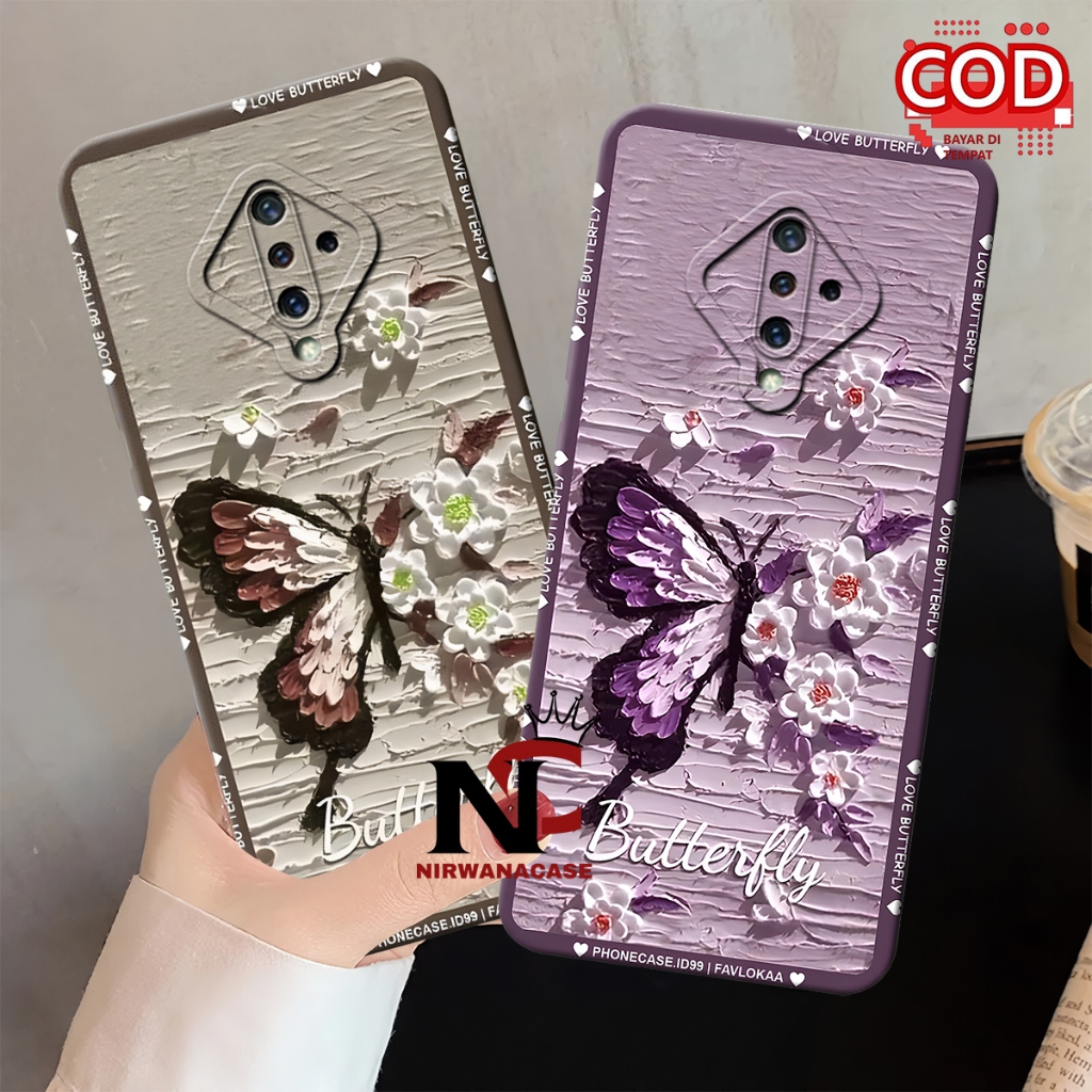 Case Hp Vivo S1 Pro - Case Vivo S1 Pro Motif Kupu - Kupu Fashion Case Lucu Pro Camera Lentur