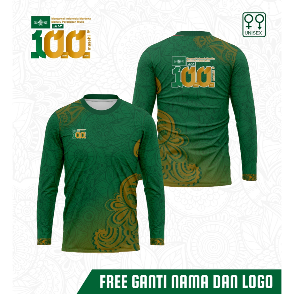 Atasan dewasa baju NU  Nahdlatul Ulama ke 100 kaos free custom lengan panjang
