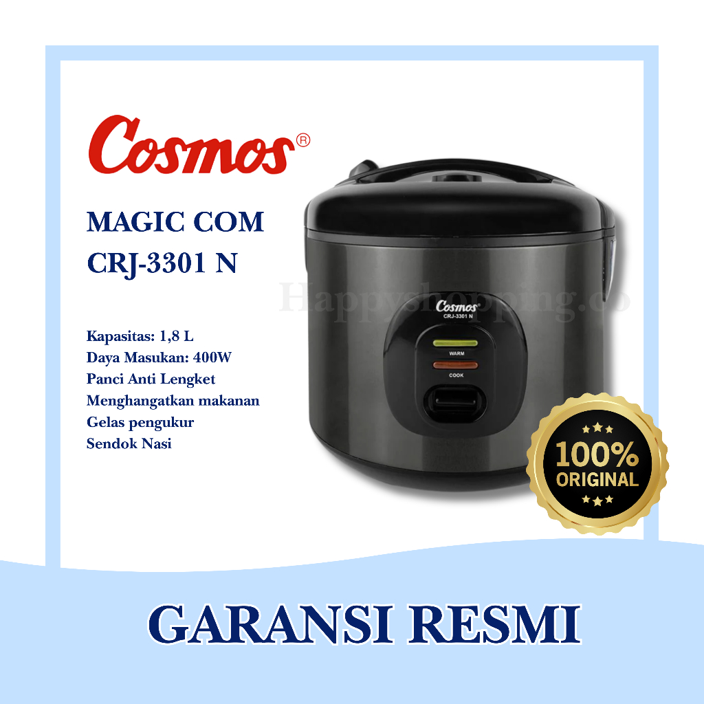 MAGIC COM RICE COOKER COSMOS ANTI LENGKET CRJ 3301 NB 1.8 Liter BARANG ORI GARANSI RESMI