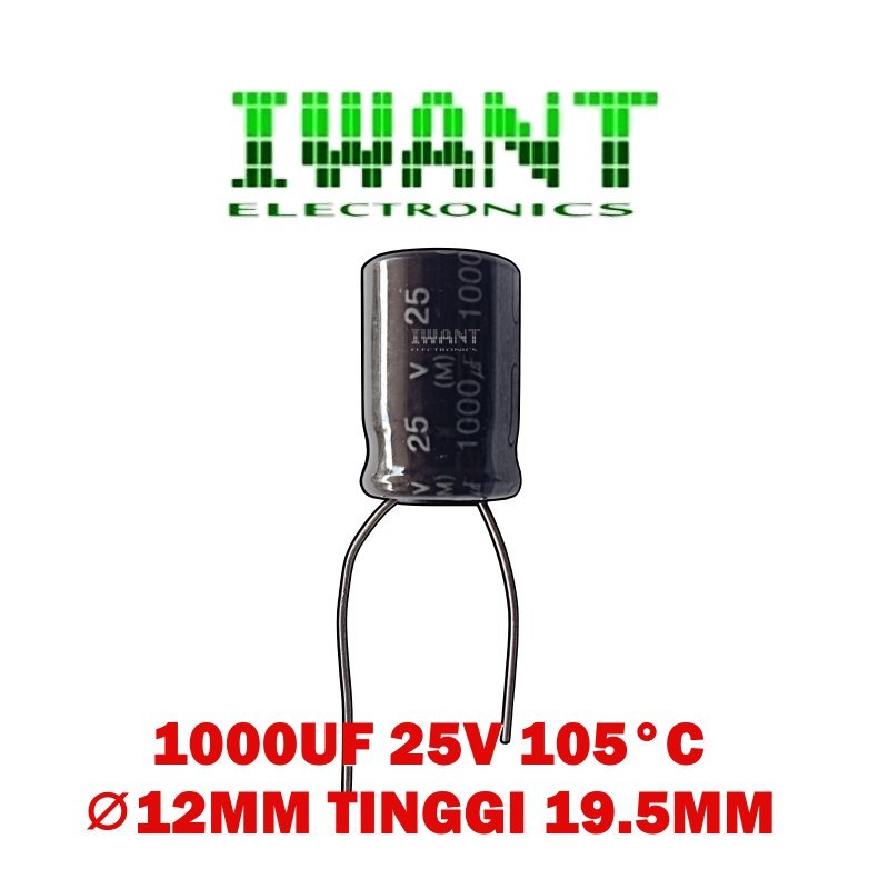 1000UF 25V CAPASITOR ELCO 1000UF25V ELCO 1000 UF 25 VOLT KAPASITOR KAPASITOR 1000UF 25V 105'