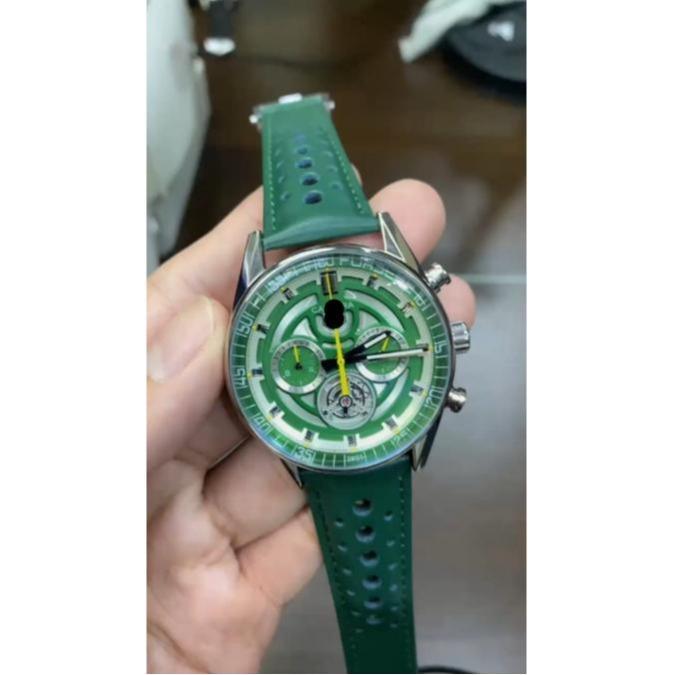The Luxe Watch193 Jam Tangan Pria Mewah Carrera Green Chronograph Quartz Men Watch