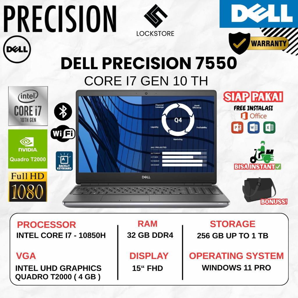 Dell Precision 7550 Core i7 10850H | RAM 32GB | SSD 1TB | QUADRO T2000 4GB | 15 Inch | Full HD | Win