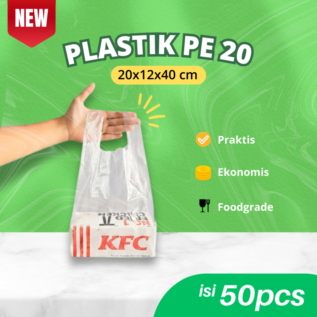 ukuran no 20 isi 50 plastik PE BENING transparan kantong kresek plastik PE