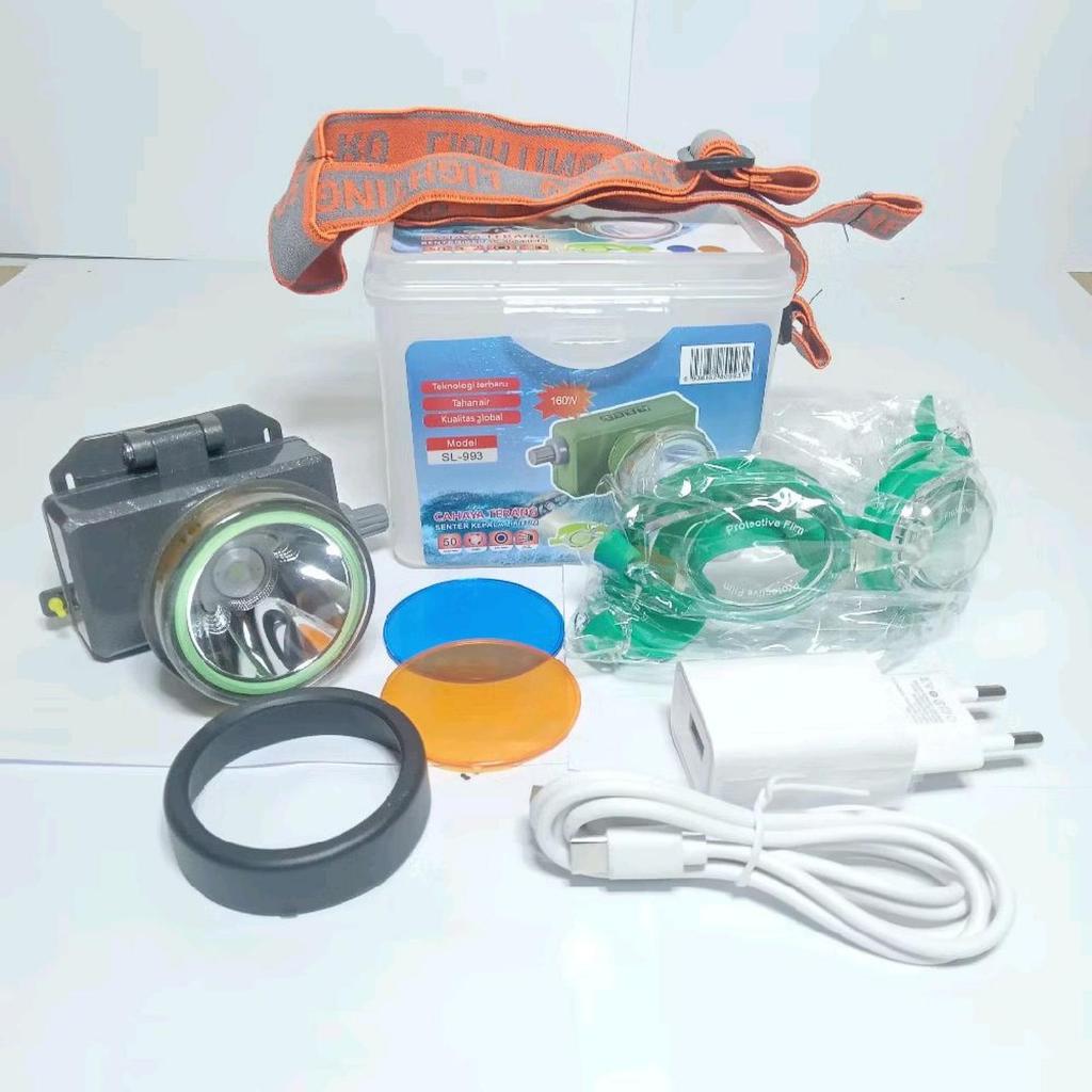 Senter Kepala Selam 160W Sunpro Sl-993 160 Watt Super Terang SL 993 Cahaya Putih