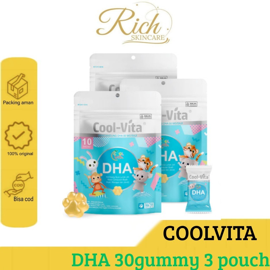 COOLVITA 30gummy dha 3 POUCH Suplemen Vitamin Anak Kesehatan Mata dan Perkembangan Otak