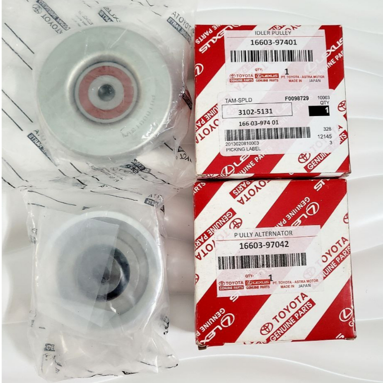 1 Set Sepaket Pully Alternator Pulley Dinamo Ampere dan Idler Pulley Fan Belt Timing Belt AC Toyota 