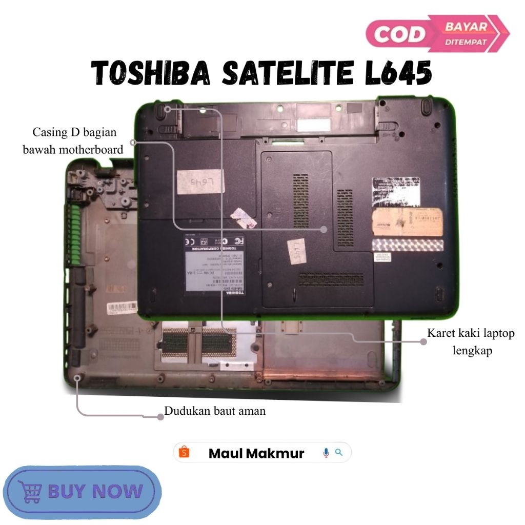 SECOND Casing Bawah Laptop Toshiba Satelite L645 | Case D Bagian Bawah Motherboard Laptop