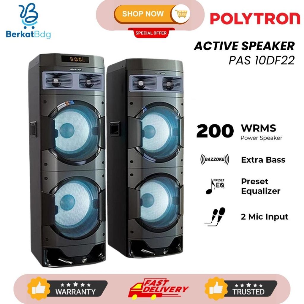 SPEAKER AKTIF POLYTRON PAS10DF22 PAS 10DF22 ACTIVE SPEAKER POLYTRON