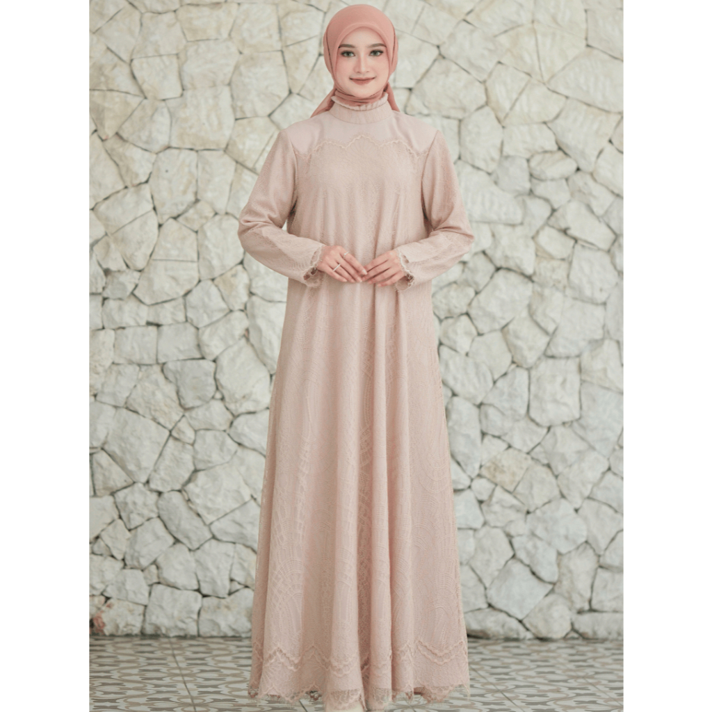 EARLY Lace Premium Gamis Brokat Prancis Color Cream