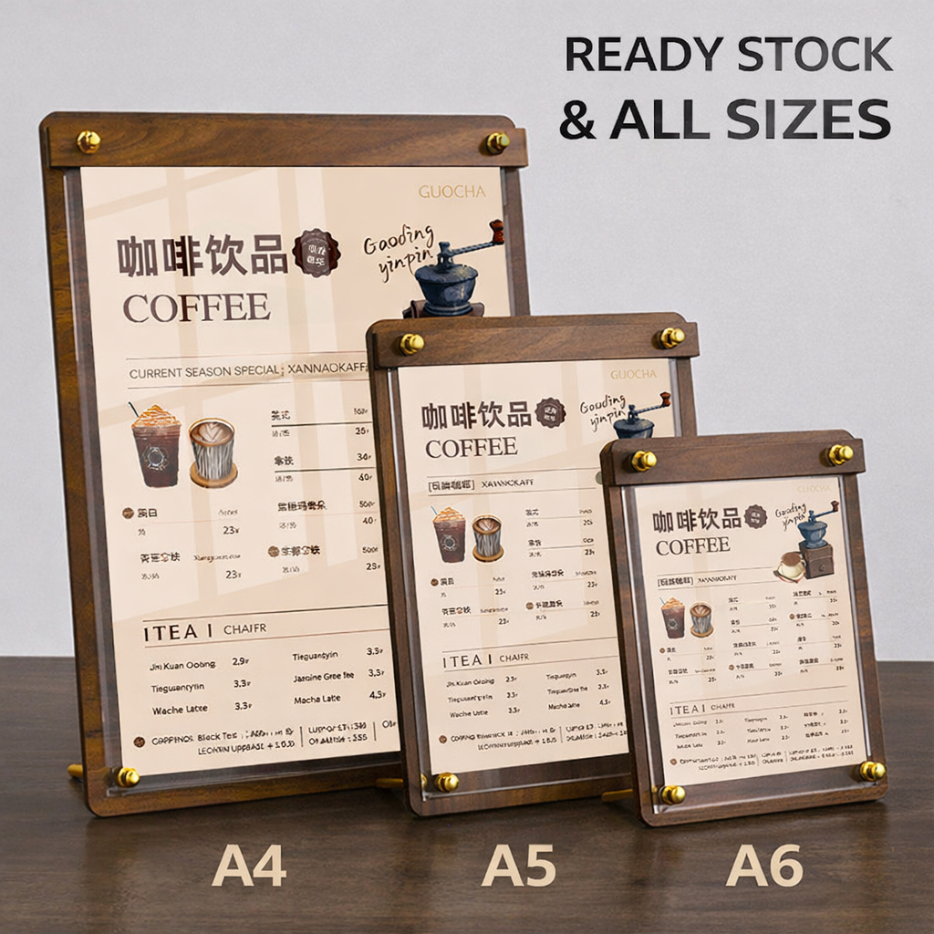Certificate Menu Stand Brosur Akrilik Pigura A4 A6 Acrylic Horizontal Display Board Holder Restoran 