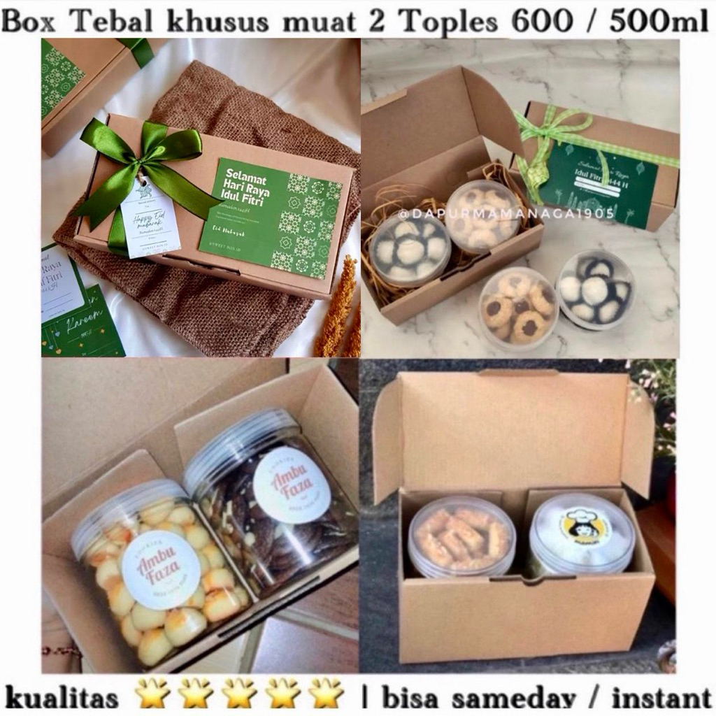 Kotak Tebal muat 2 Toples Jar 600ml / 500ml Box Hampers Toples Kue Kering / Pudding