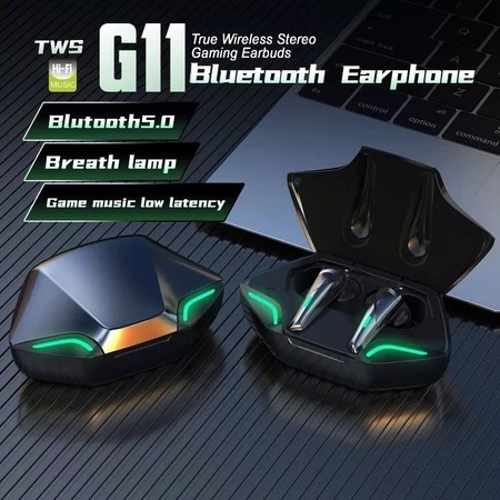 Handfree Bluetooth TWS Gaming G11 LED Earphone Headset Bass