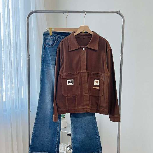 CHIMARA | 574-15 | Jaket Jeans Korean Style Oversize Wanita Terbaru Outfit Ramadhan Baju Lebaran 202