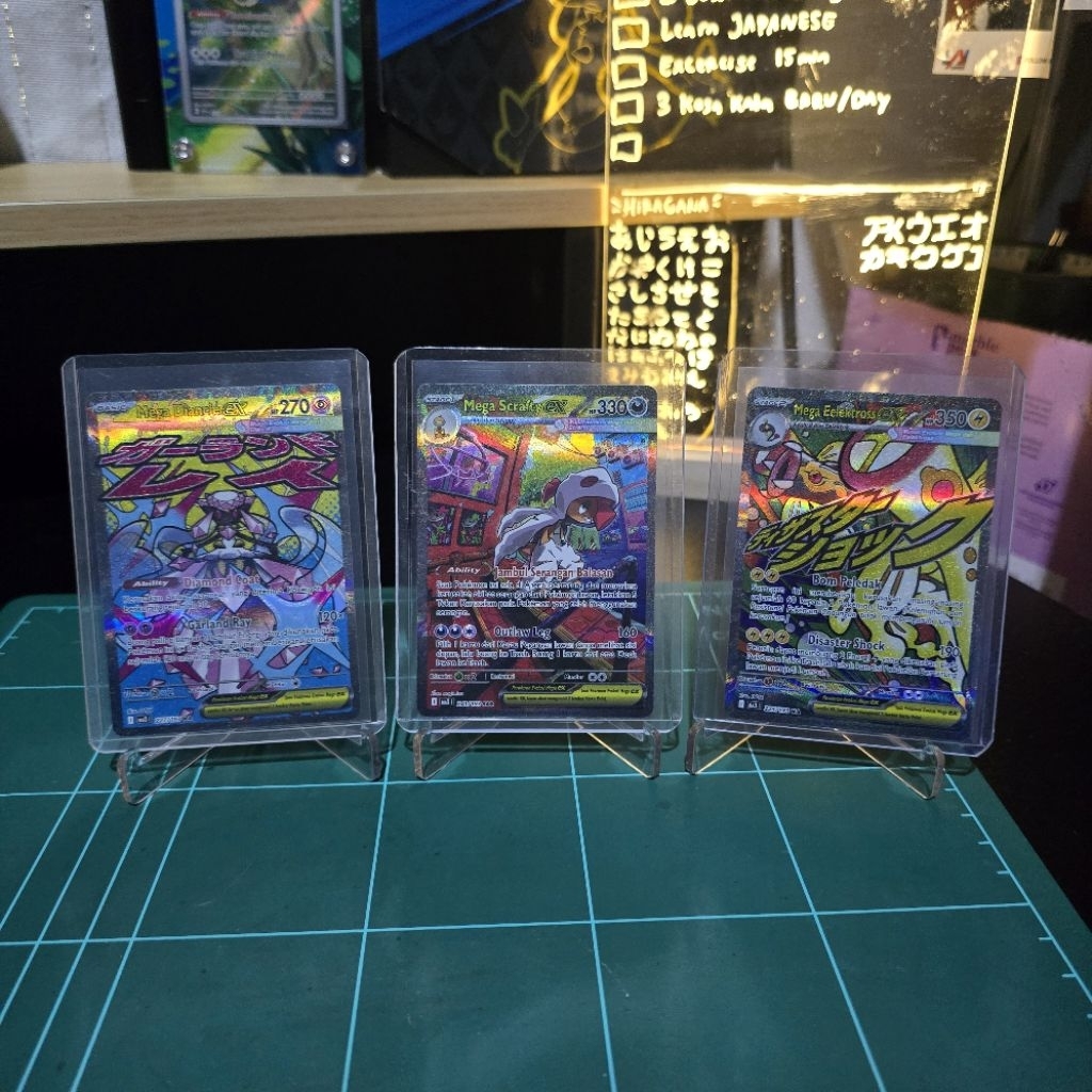 Mega Diancie ex MA, Mega Scrafty ex SAR, Mega Eelektross ex MA- Mega Impian MA3 - Pokemon TCG Indone