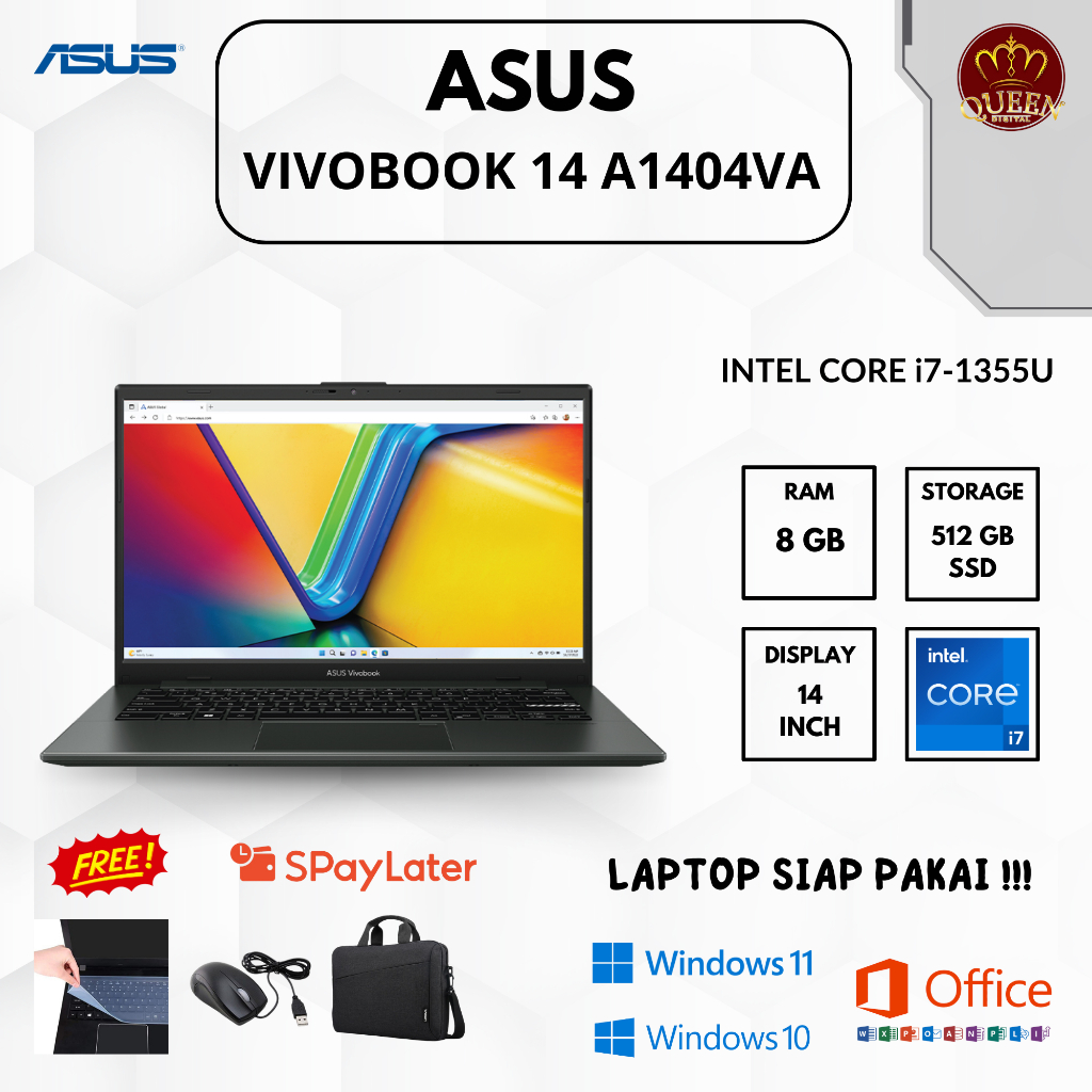 ASUS VIVOBOOK 14 A1404VA | INTEL CORE i7-1355U | 8GB RAM | SSD 512GB | 14 INCH