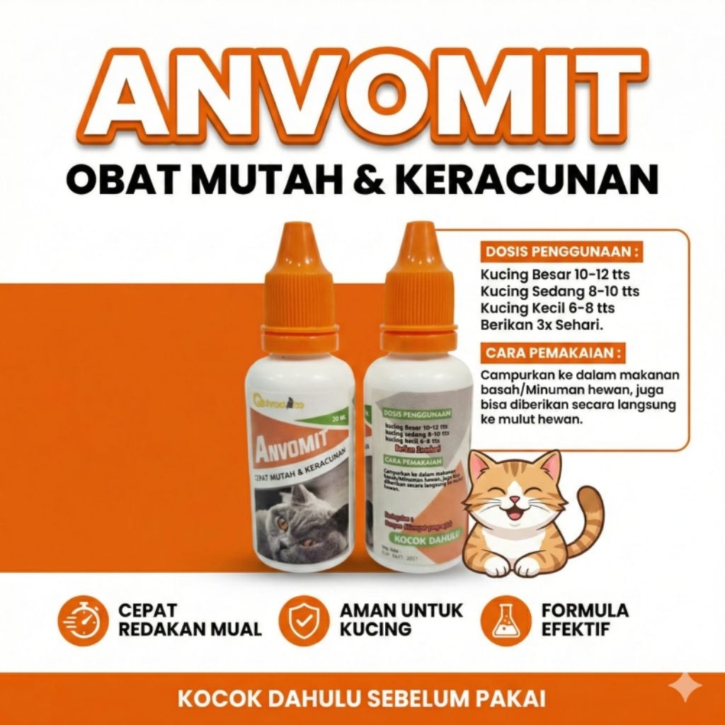​Anvomit: Obat Pertolongan Pertama Kucing Mutah & Keracunan
