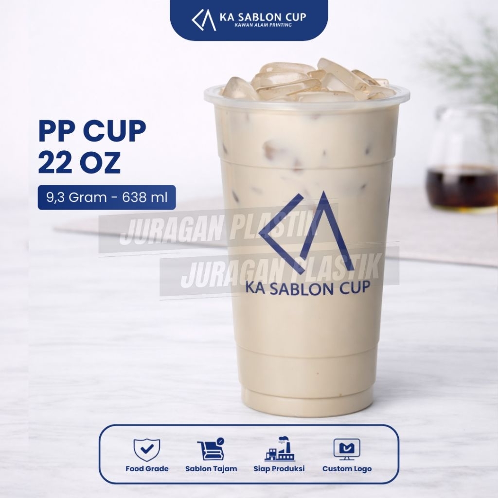 PP CUP 22OZ  (Cup Plastik / Gelas Plastik) Bahan Tebal