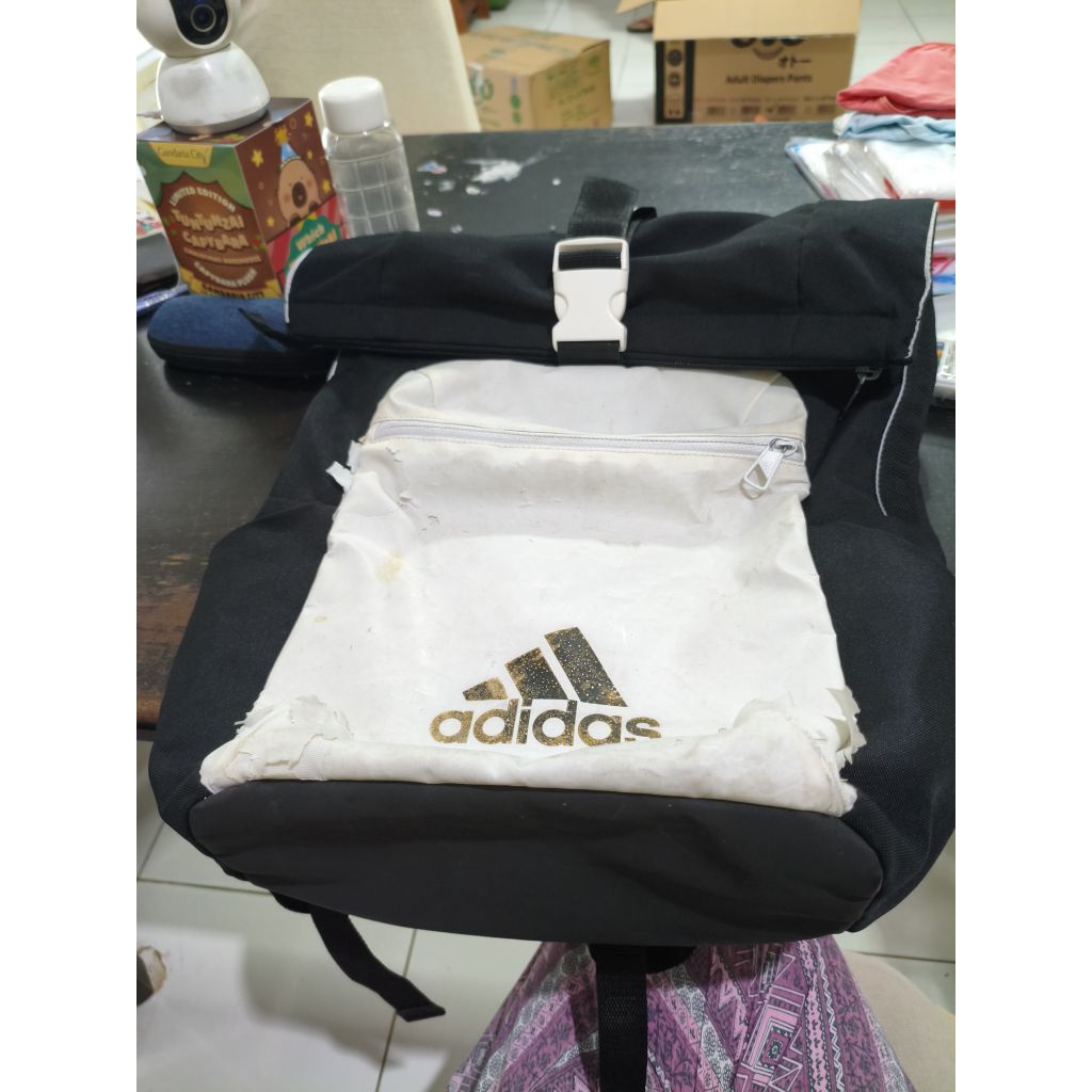 Tas Adidas Ransel Olahraga Backpack Original Hitam Putih Bekas Murah