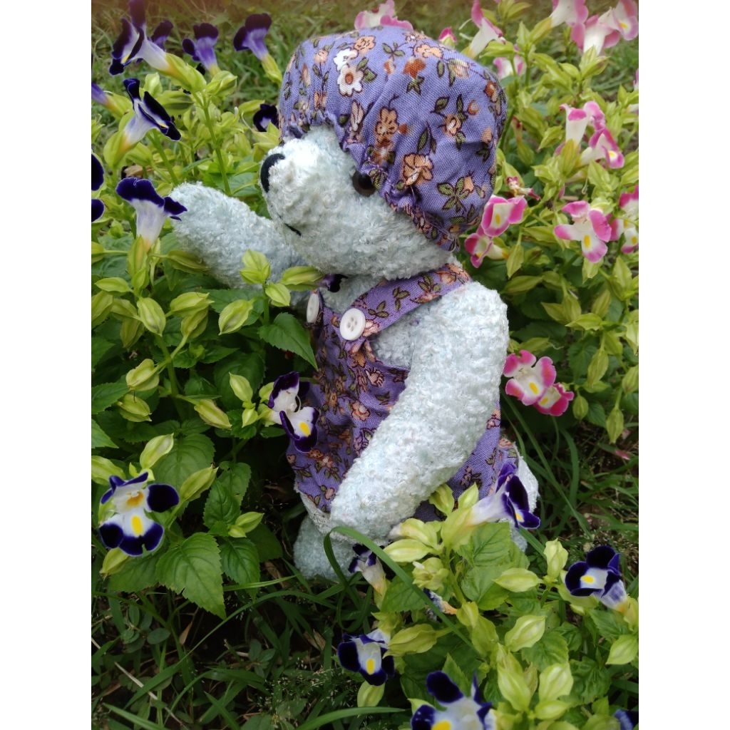 boneka teddy putar vintage baby blue