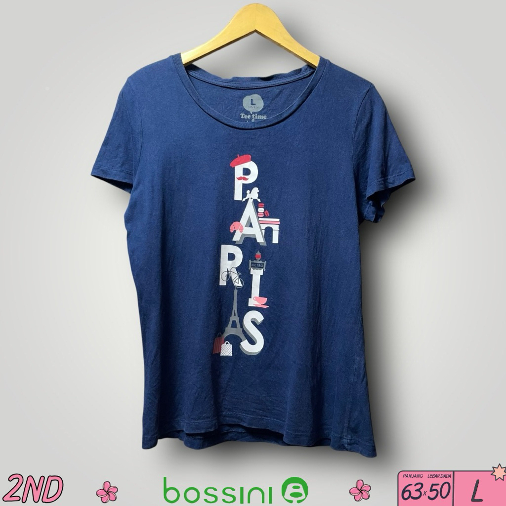 Kaos Wanita Bossini Biru Size L (63x50)cm