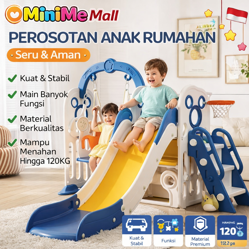 Seluncuran Anak Mainan playground Anak Perosotan Dilipat Hemat Ruang - Dengan Ring Basket Jumbo - Ay
