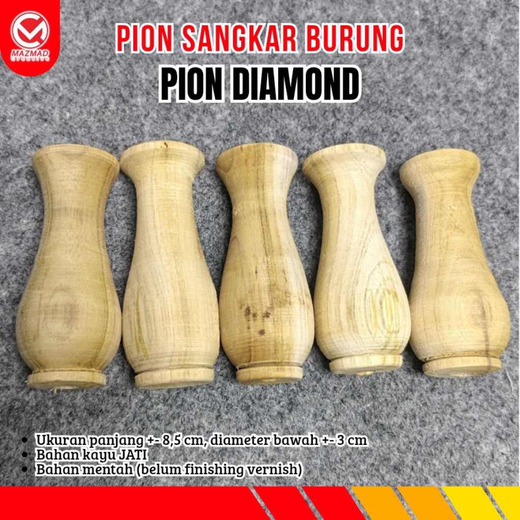 PION SANGKAR BURUNG / PION DIAMOND KAYU JATI