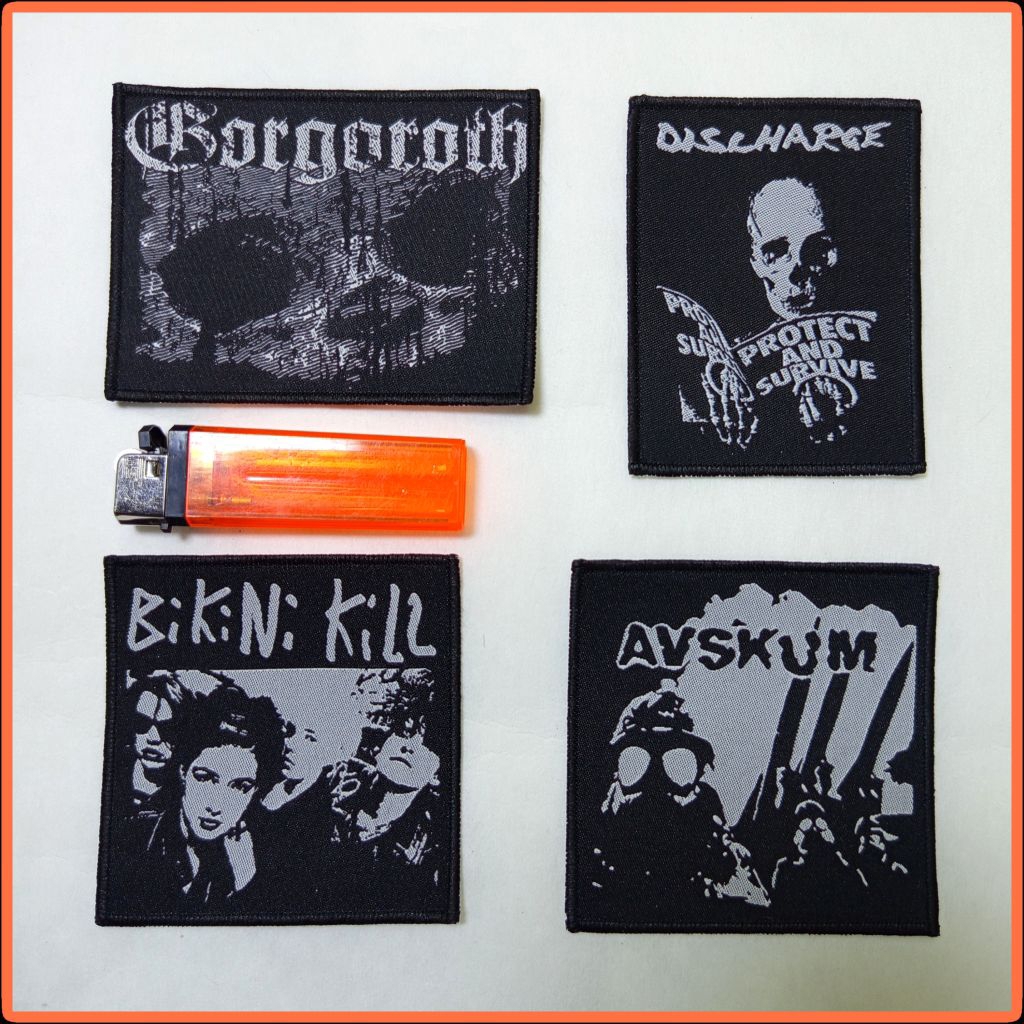 Woven Patch Gorgoroth&Discharge&BikiniKill&Avskum - Aksesoris Jacket & Vest - Music Fashion - Emblem
