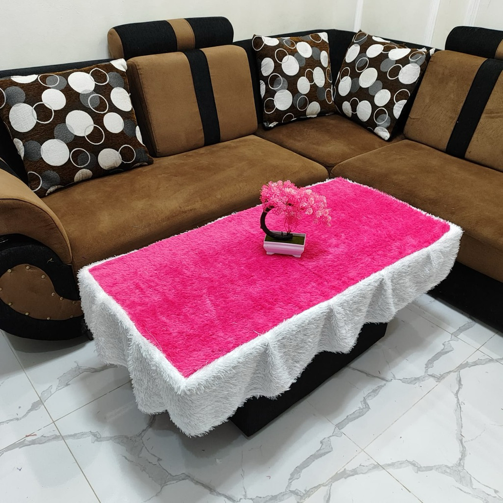 Taplak meja Ruang tamu / Taplak meja rumbai kombinasi ruang tamu / Taplak meja kaca ruang tamu bulu 