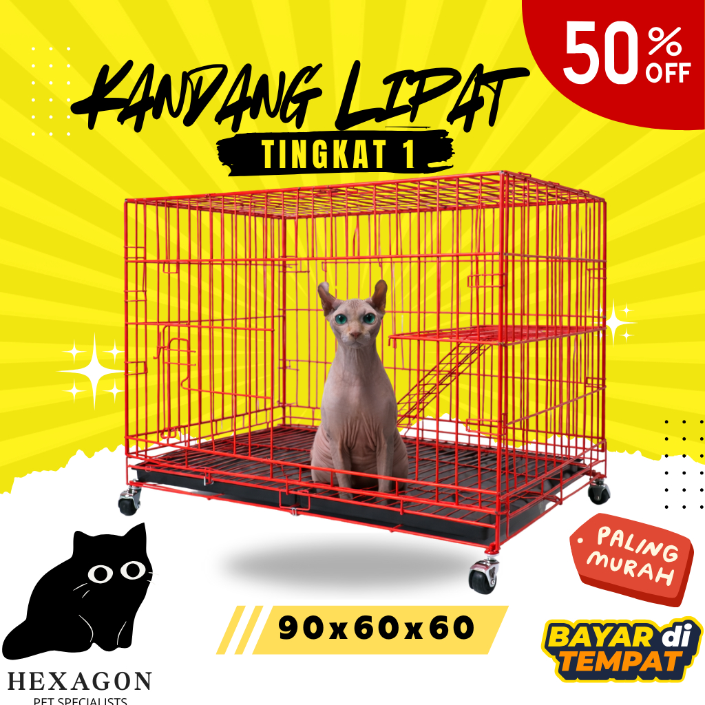 Kandang Kucing Tingkat - 90x60x60 - Kucing - Anjing - Kelinci