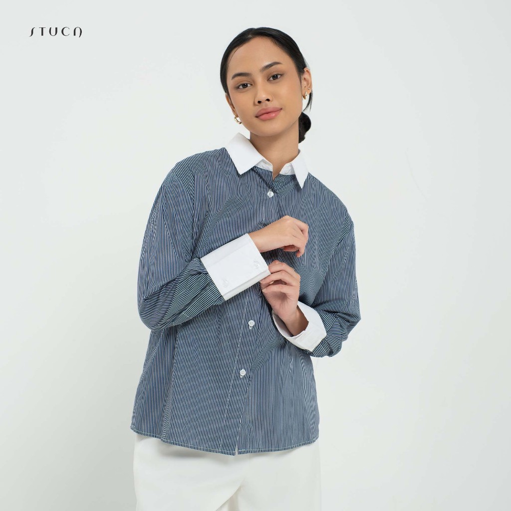 STUCA - Kemeja Wanita - Gani Shirt (Two-Tone Long Sleeve Shirt)