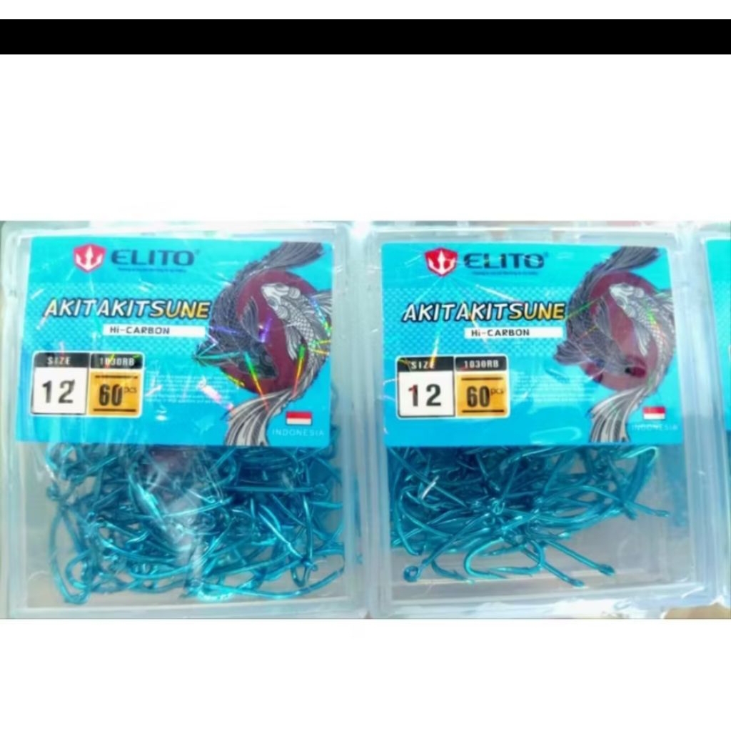 kail pancing elito akitakitsune 1030 iBox isi 60pc super tajam warna biru ukuran no.05 sampai no.15