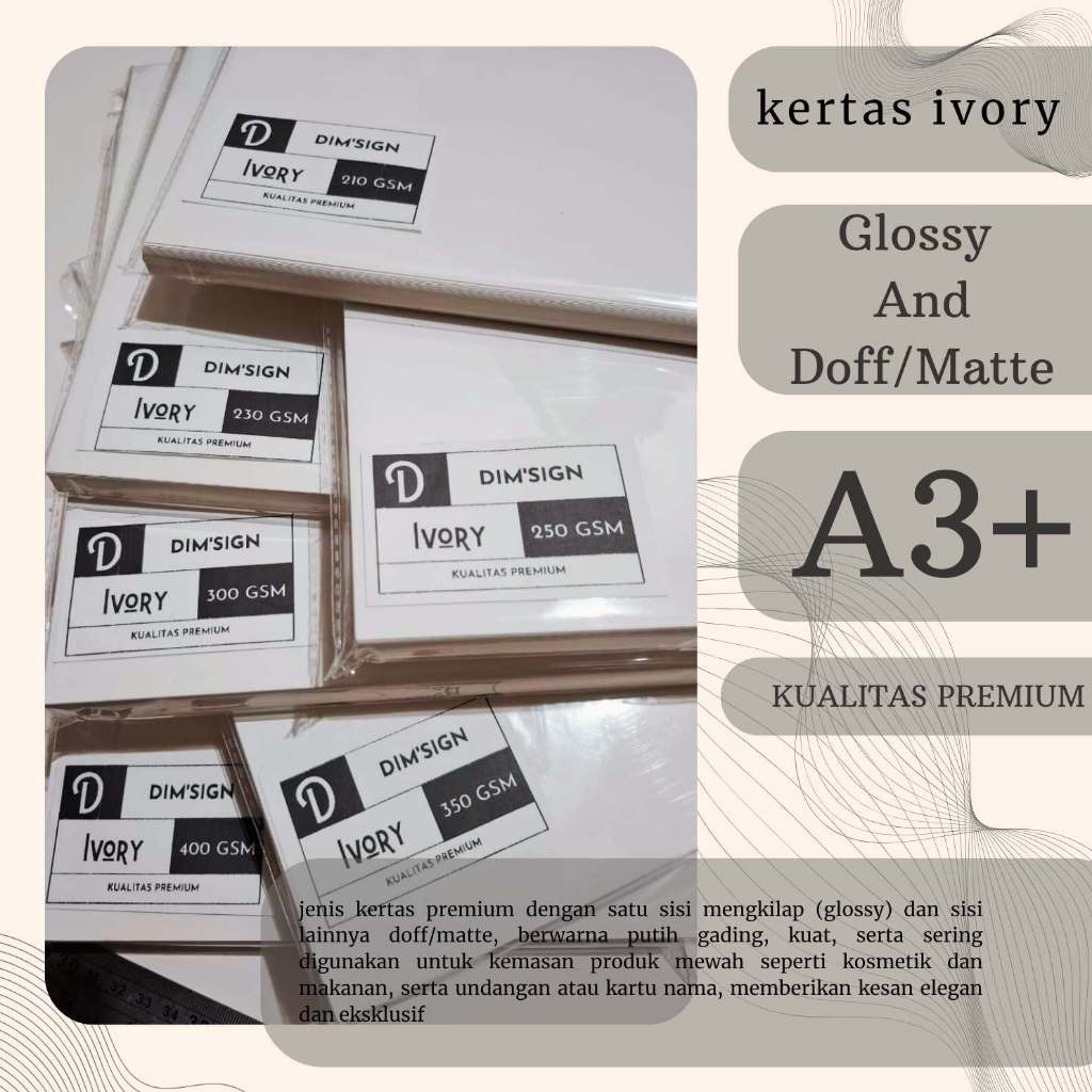 kertas ivory A3+ ketebalan 210/230/250/300/350/400 gsm