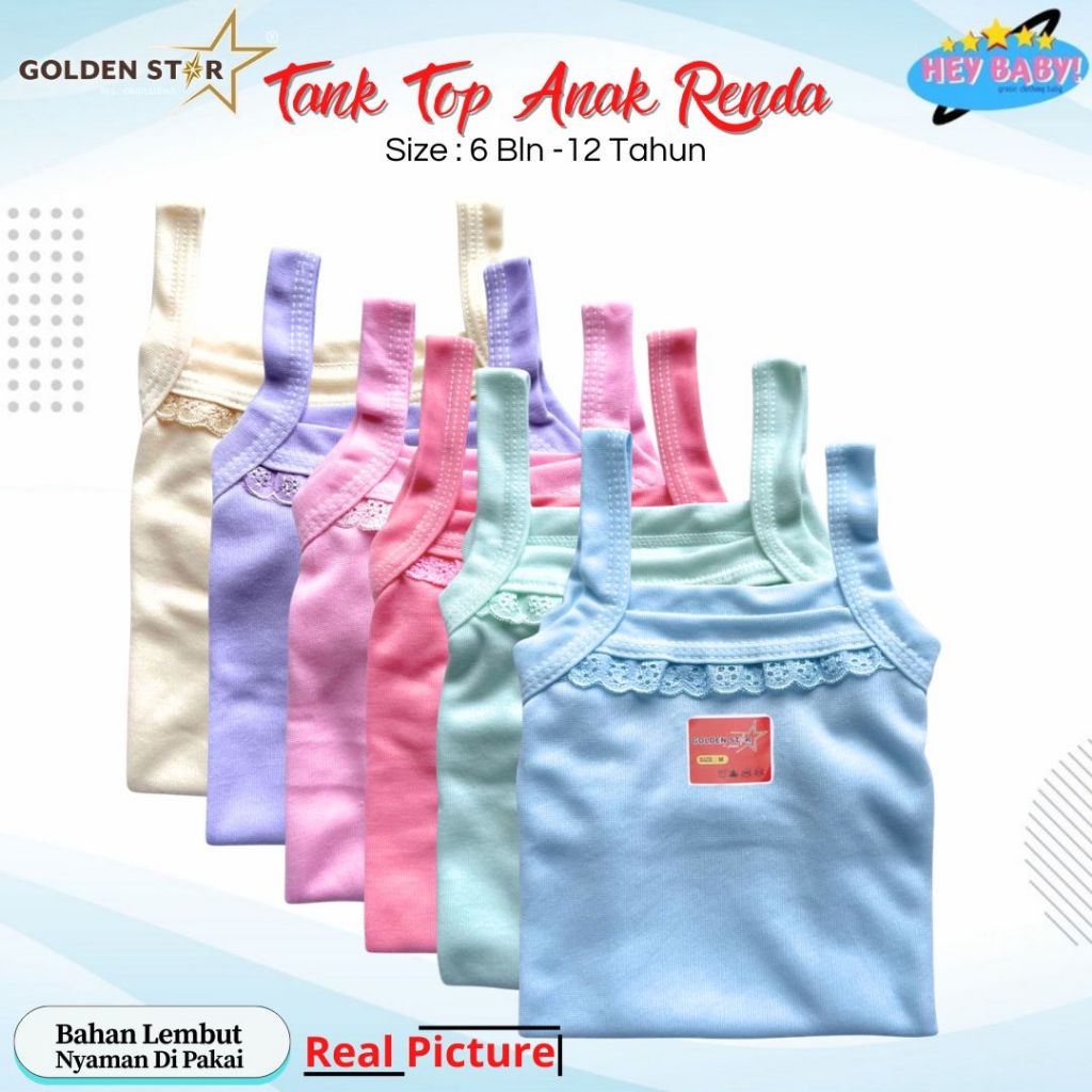 12 Pcs tank top anak Perempuan modis / tangtop anak perempuan 3 tahun sampai 10 tahun / tengtop anak