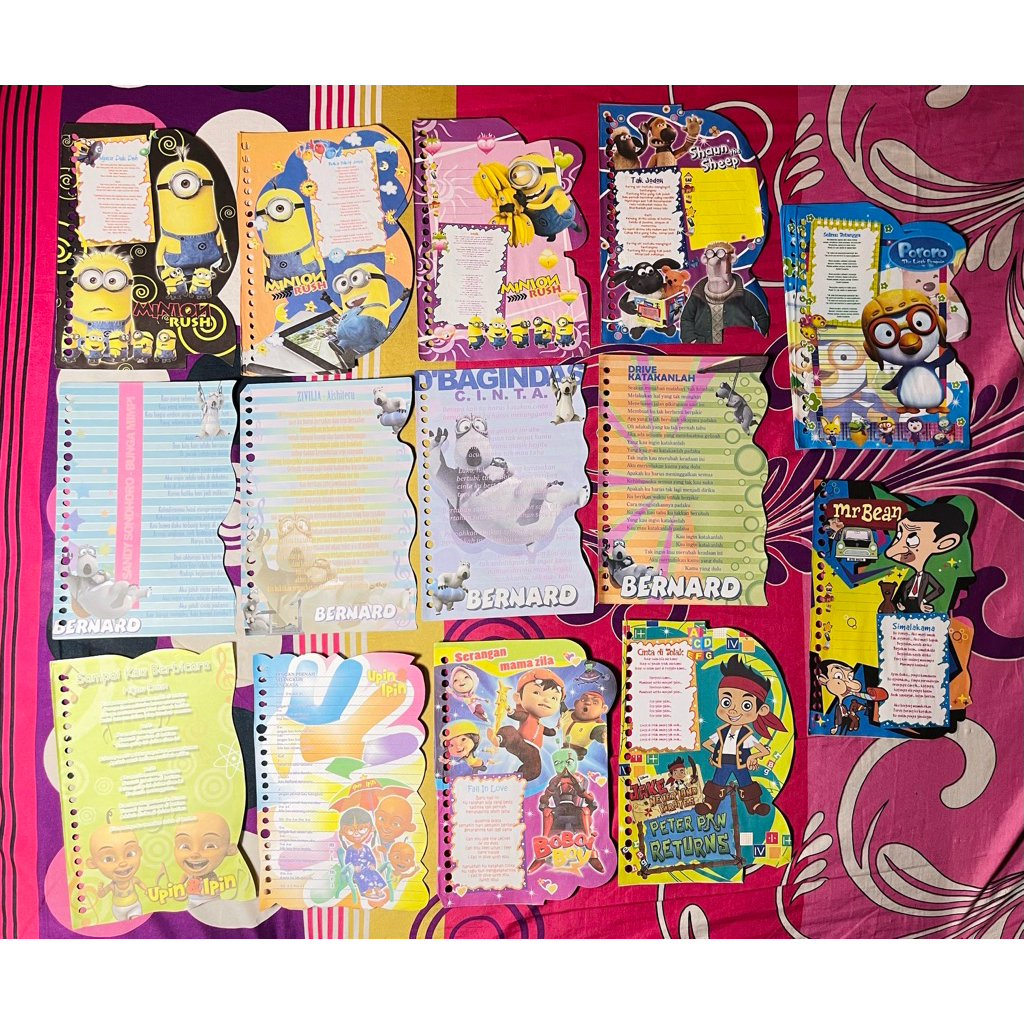[ harga perlembar ] Kertas Binder A5 Karakter Lirik Lagu Series | Kertas File A5 | Limited Edition
