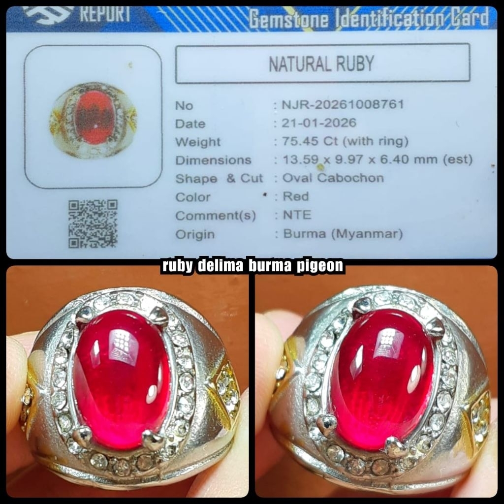 batu permata Ruby Burma boll super ( asli pigeon blod )