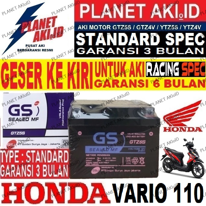 Aki Motor Honda Vario 110 GTZ5S Accu Kering MF