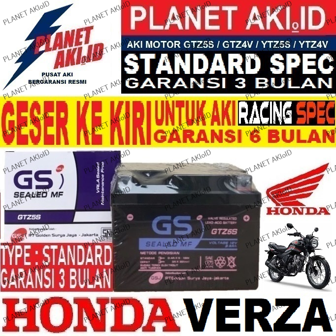 Aki Motor Honda Verza GTZ5S Accu Kering MF