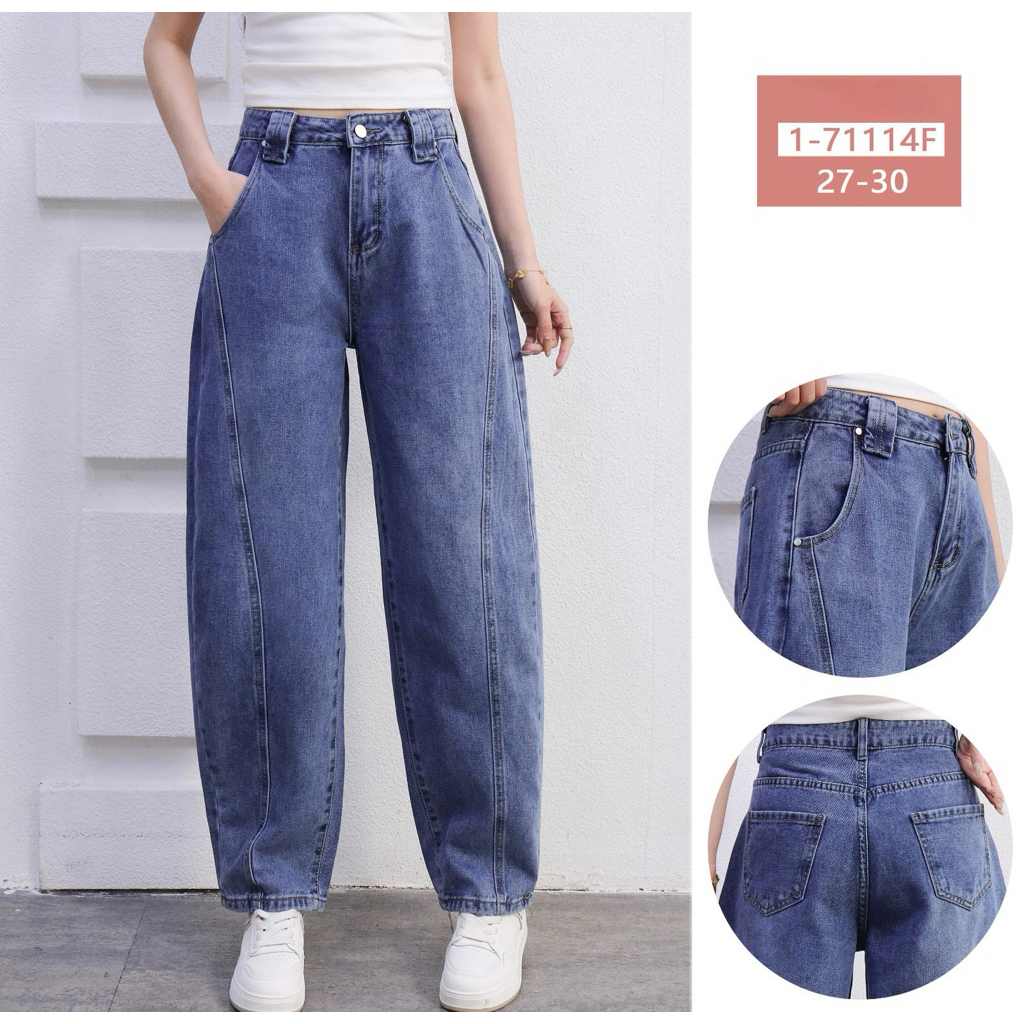 [Evasabrina88]Celana Barrel Jeans Wanita Bahan Non Stretch Nyaman Dipakai Pinkdose Jeans