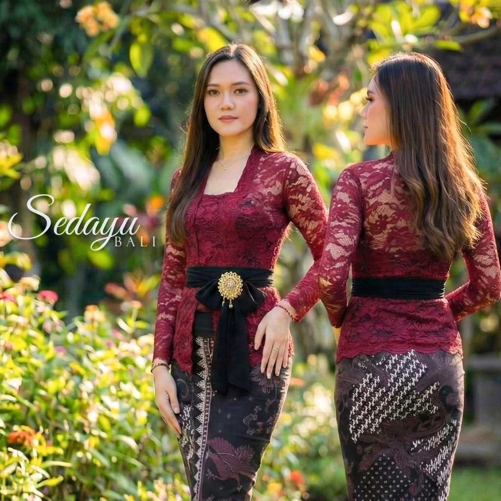 KEBAYA BALI MAROON Ukuran M Kebaya Saja Lengan Panjang Sofia Brokat Samarinda