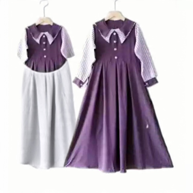 SERINA DRESS CRINKLE ANAK PEREMPUAN M L XL GAMIS REMAJA KOMBINASI 2 WARNA GAMIS REMAJA LEBARAN 2025