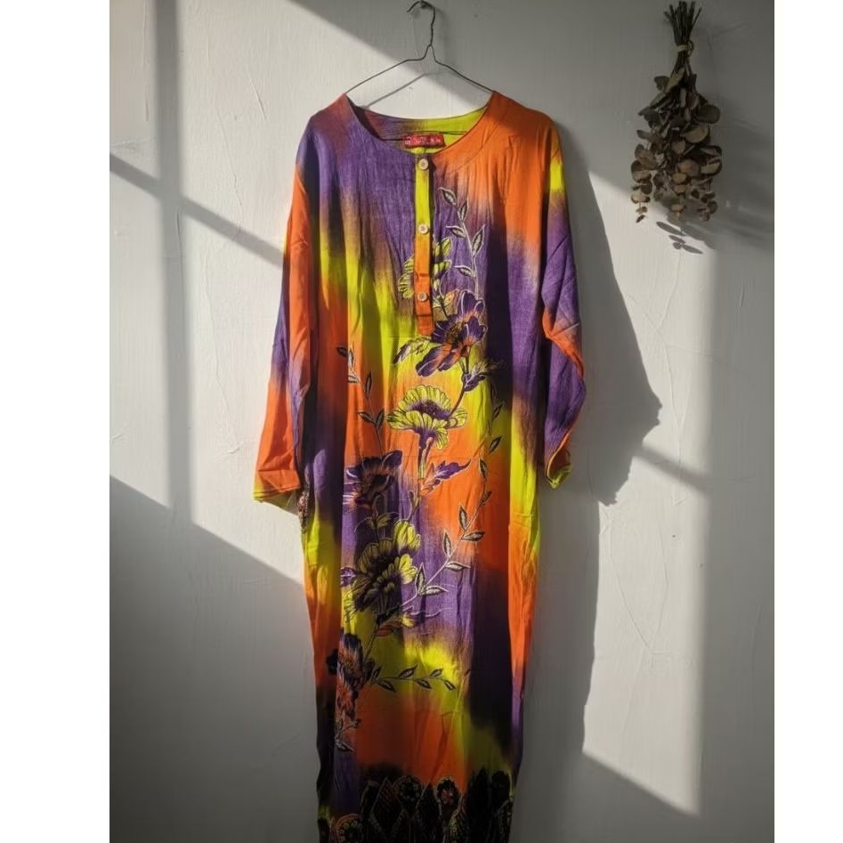 Daster Batik Kencana Ungu Label merah lengan panjang - tanpa tali