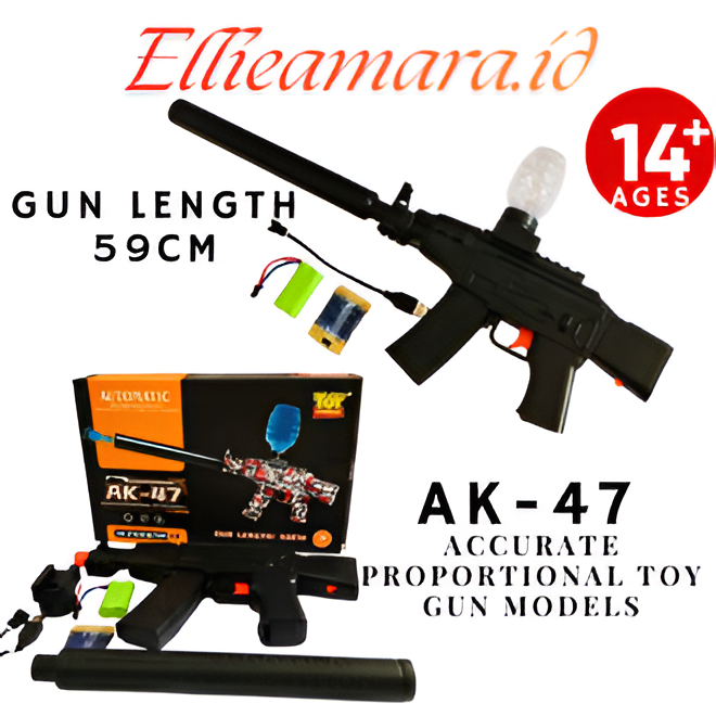 MAINAN ANAK TEMBAKAN PISTOL AIR GEL AK-47 / TOYS GUN WATER GELL AUTOMATIC AK-47