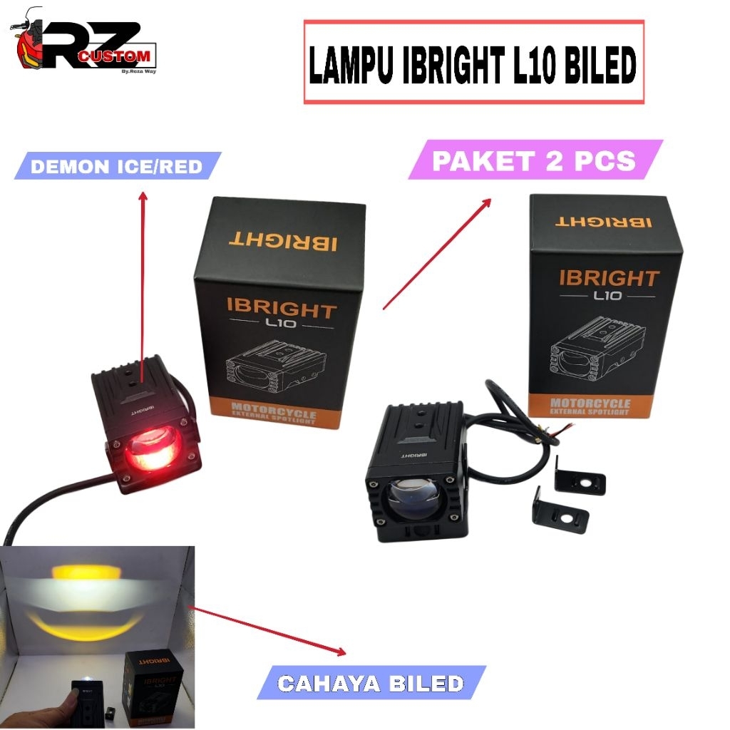 LAMPU TEMBAK IBRIGHT L10 CAHAYA BILED PAKET 2 PCS MINI LASER D2 L22 L9