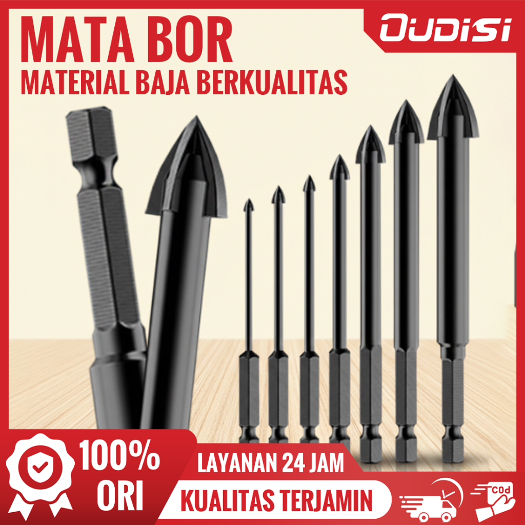 mata bor baja keras ori 3mm-12mm mata bor serbaguna multifungsi hexagonal beton granit untuk lubang