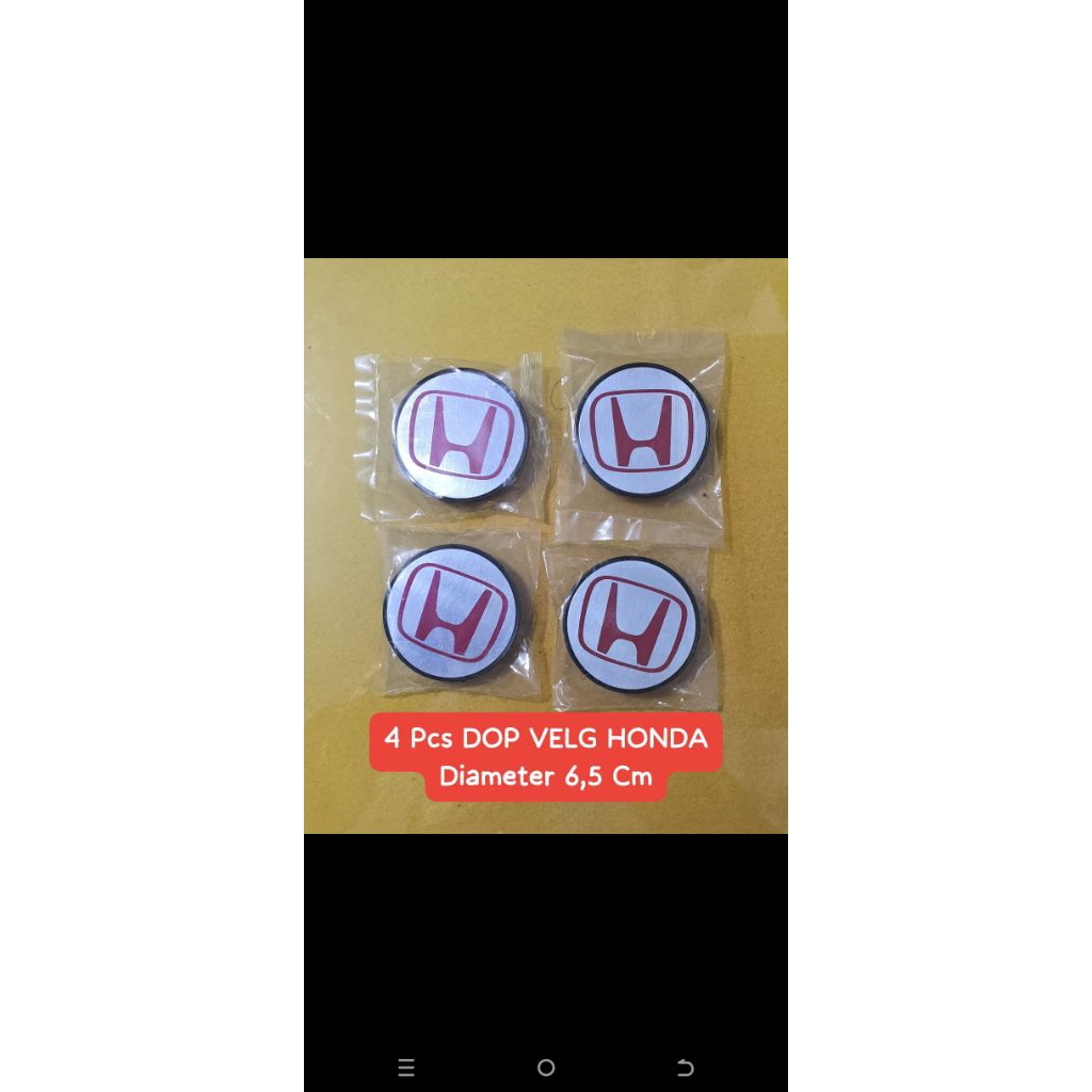 4 Pcs Dop Velg HONDA Diameter 6,5 Cm